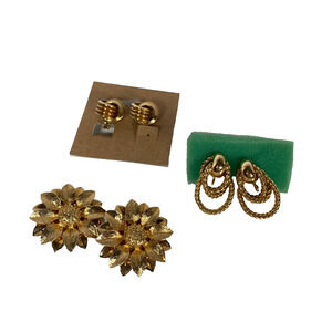 Sarah Coventry Clip-On Earrings Goldtone Lot of 3 Daisy Knots Ropes